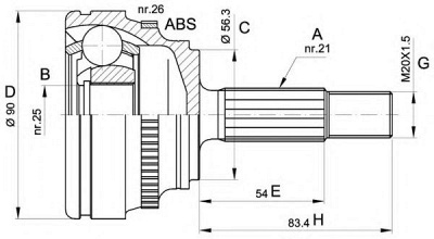 OPEN PARTS cvj527910 -  Шарнирный комплект, приводной вал